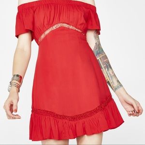 Cotton Candy Off the Shoulder Red Dress